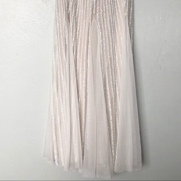 Adrianna Papell Plus Ivory Beaded Embellished Spaghetti Straps Dress - Picture 5 of 10